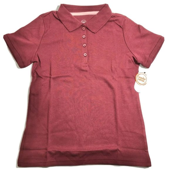 Wonder Nation Girls Uniform Short Sleeve Polo-style Burgundy L Tagless Comfort - Picture 1 of 12